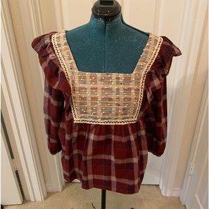 NWT entro maroon plaid top M